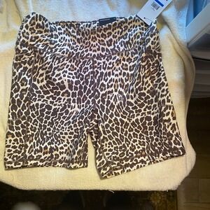 DKNY Sport High Waist Leopard Print Bike Shorts Women's XL